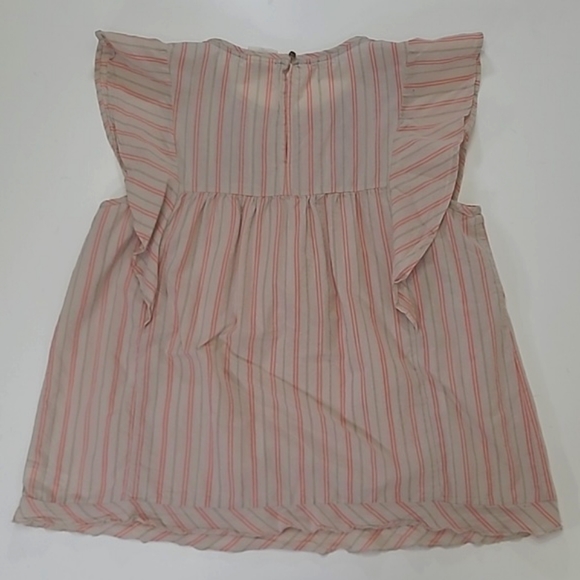 Knox Rose Boho Top Flutter Sleeve Striped Smock Style Embroidered Flounce Blouse - Picture 13 of 17